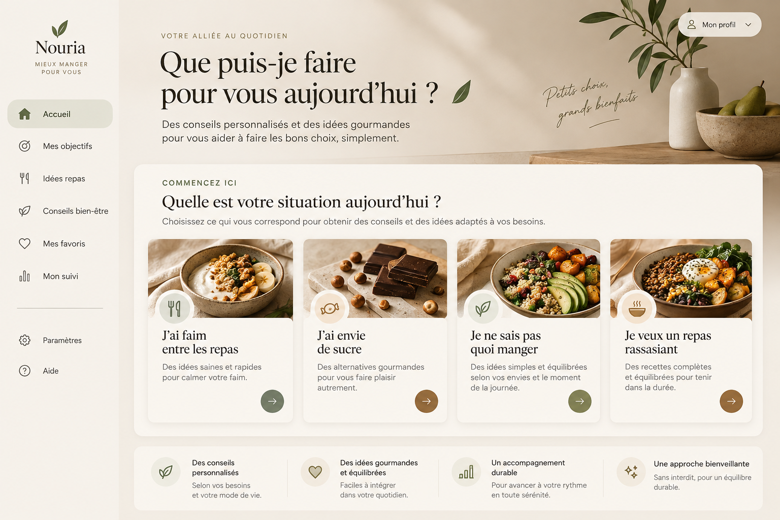 Guide digital : choisir sa situation du moment pour recevoir un conseil adapté