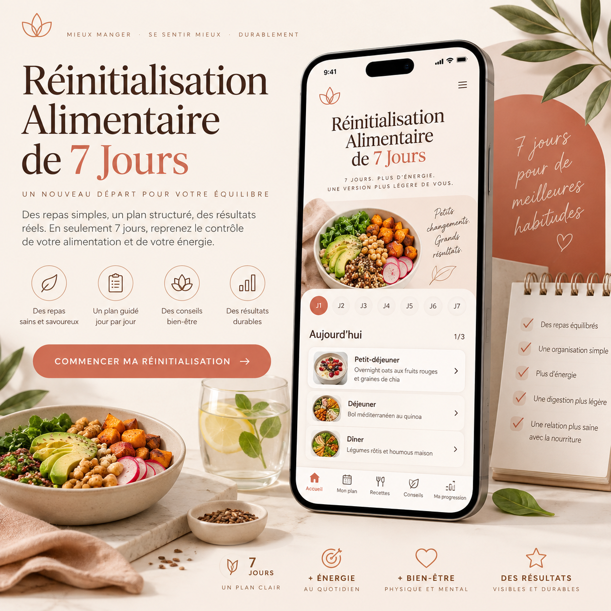 Aperçu de la web app Réinitialisation Alimentaire de 7 Jours
