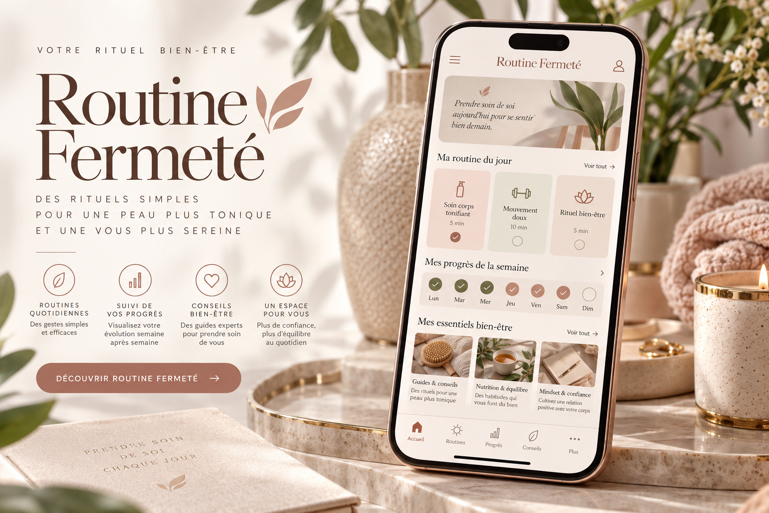 Aperçu de la web app Routine Fermeté sur téléphone